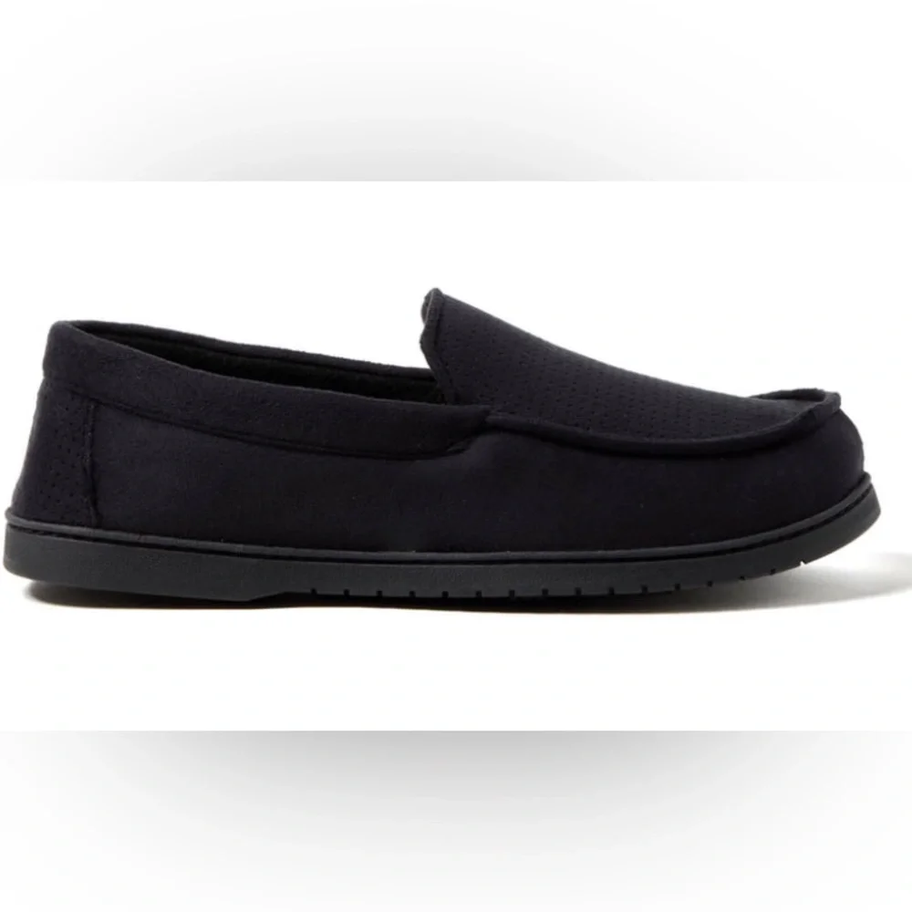 DEARFOAMS Mens Microsuede Moccasin Slippers Size Small 7-8 Black Washable New